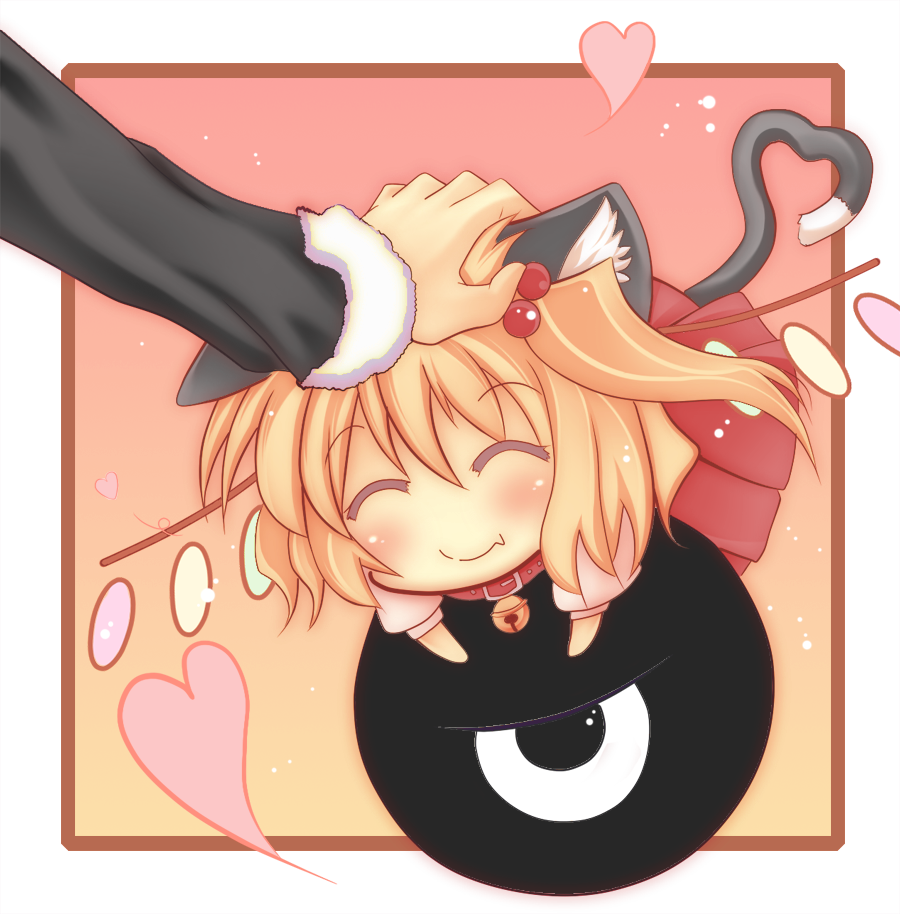 backbeard bell bell_collar cat_ears chibi collar flandre_scarlet gegege_no_kitarou hair_ornament heart heart_tail heart_tails jingle_bell kemonomimi_mode kiyomin petting tail touhou