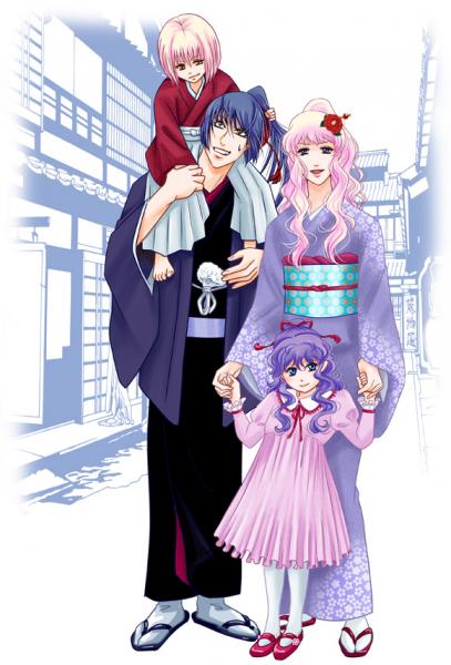 2girls child couple family if_they_mated japanese_clothes macross macross_frontier multiple_boys multiple_girls pantyhose piggyback saotome_alto sheryl_nome white_legwear white_pantyhose