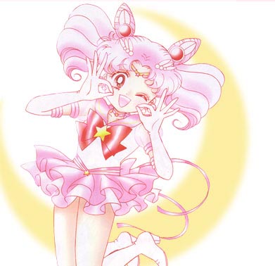 1girl 90s bishoujo_senshi_sailor_moon boots bow chibi_usa choker crescent_moon double_bun elbow_gloves gloves hair_ornament jumping knee_boots leotard looking_at_viewer lowres magical_girl miniskirt moon official_art one_eye_closed open_mouth pink pink_hair pleated_skirt pretty_guardian_sailor_moon red_eyes ribbon sailor_chibi_moon sailor_collar short_twintails skirt smile solo super_sailor_chibi_moon_(stars) takeuchi_naoko tiara twintails white_gloves wink
