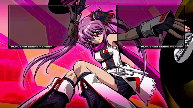 1girl armpits bare_shoulders beatmania beatmania_iidx black_gloves black_skirt female fingerless_gloves foreshortening gloves long_hair looking_at_viewer mizushiro_celica outstretched_arms pink_eyes pink_hair pleated_skirt short_twintails skirt solo twintails