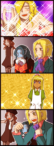 00s 4boys 4koma albert_de_morcerf andrea_cavalcanti comic count_of_monte_cristo franz_d'epinay gaijin_4koma gankutsuou multiple_boys pantyhose peppo trap