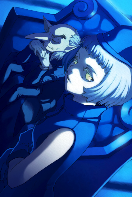 1boy 1girl atlus bald couch dutch_angle elizabeth_(persona) hoshi_(artist) hoshi_(little_stars+) igor long_nose looking_at_viewer looking_back old_man persona persona_3 velvet_room