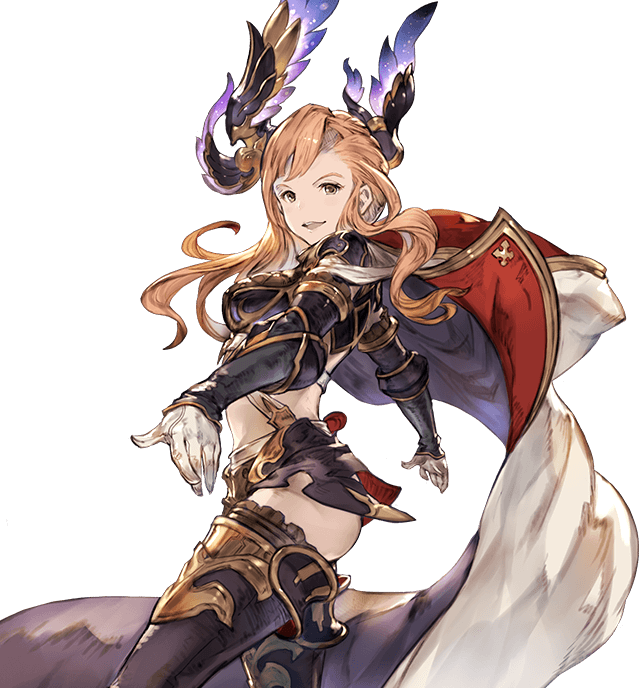 1girl arm_guards gloves granblue_fantasy hair_ornament long_coat long_hair looking_at_viewer midriff minaba_hideo open_mouth orange_hair shorts simple_background smile solo song_(granblue_fantasy) thigh-highs transparent_background white_gloves