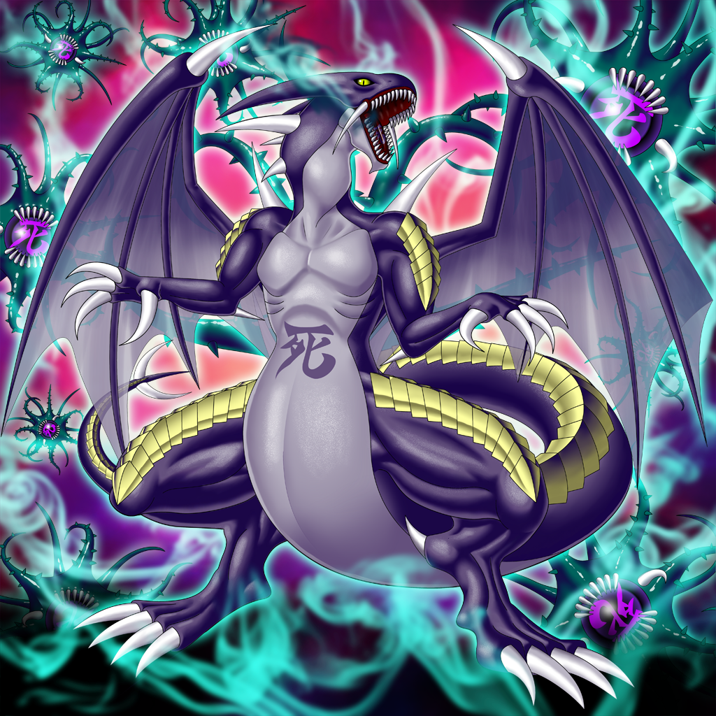 aura claws doom_virus_dragon dragon dragon_tail dragon_wings duel_monster fangs full_body kanji looking_at_viewer malganis-lefay no_humans open_mouth scales sharp_teeth spikes tail teeth wings yu-gi-oh!