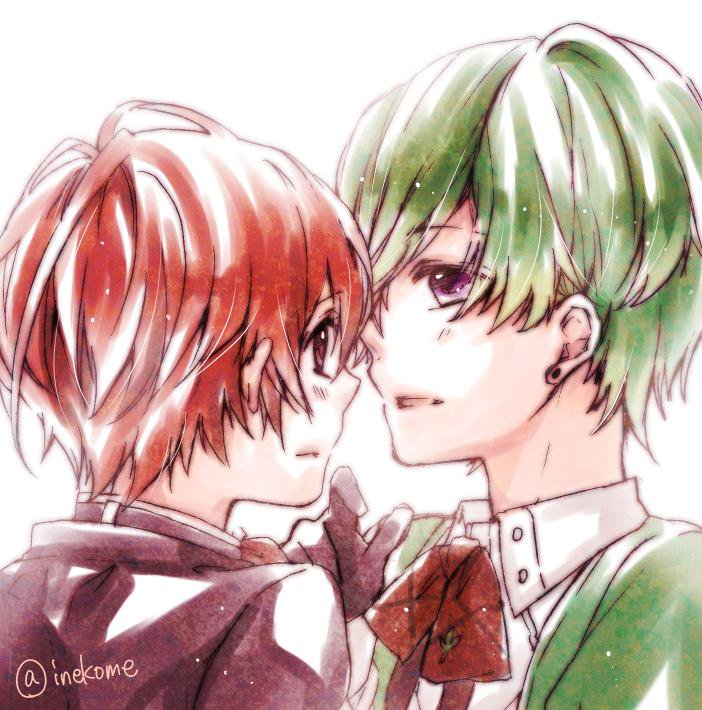 ame_(shinigami_kareshi) cocoro_(shinigami_kareshi) green_hair inekome purple_eyes shinigami_kareshi