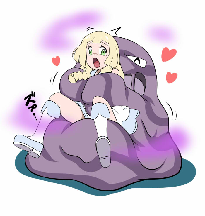 blonde_hair green_eyes honehone lillie_(pokemon) long_hair muk pokemon pokemon_(game) pokemon_sm