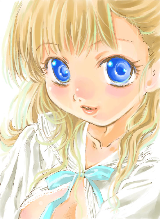 berries_(artist) blonde_hair blue_eyes lips nishida_asako original