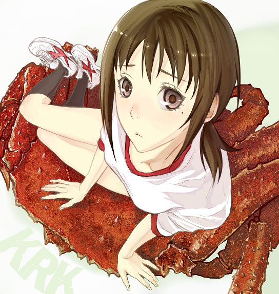 1girl crab furayu_(flayu) gym_uniform kaga_ai numeri_(pixiv) sayonara_zetsubou_sensei solo