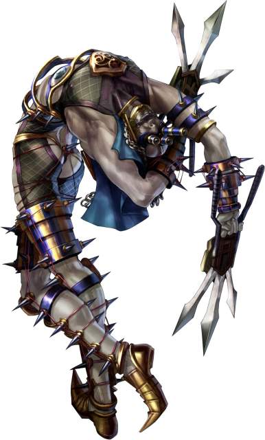 1boy creepy dagger from_behind jamadhar kawano_takuji male_focus mask official_art simple_background solo soul_calibur soulcalibur soulcalibur_iv voldo weapon white_background