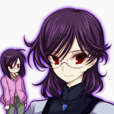 2boys ahoge androgynous glasses gundam gundam_00 long_sleeves looking_at_viewer lowres multiple_boys pants red_eyes regene_regetta rimless_glasses standing sweater tieria_erde upper_body