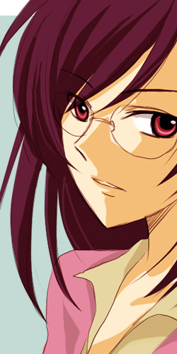 1boy androgynous glasses gundam gundam_00 lowres male_focus red_eyes sinko solo tieria_erde