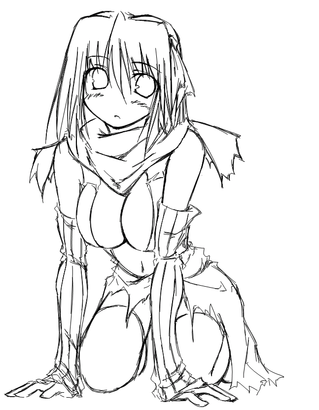 1girl assassin_cross kaminagi_(kaminagi-tei) monochrome ragnarok_online sketch solo thigh-highs