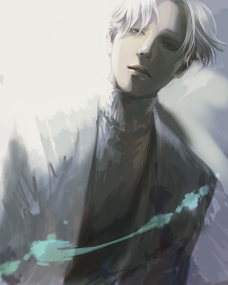 1boy as_(ashes) dutch_angle expressionless johan_liebert looking_at_viewer male_focus monster_(manga) parted_lips solo sweater upper_body white_hair