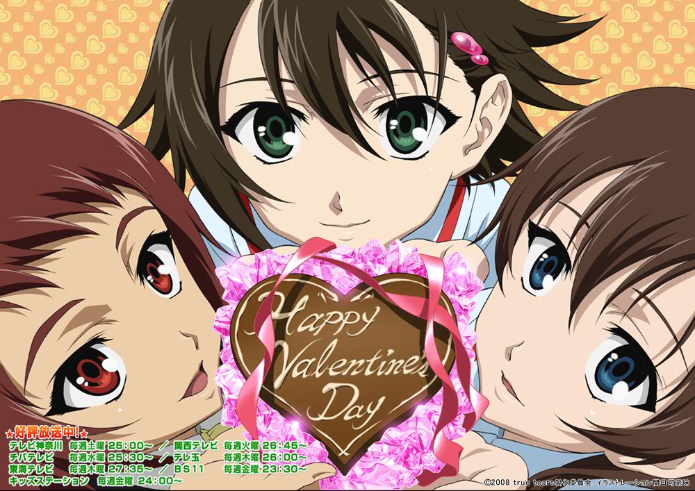 3girls andou_aiko happy_valentine isurugi_noe multiple_girls official_art true_tears valentine yuasa_hiromi