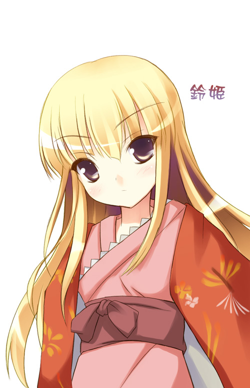 1girl blonde_hair brown_eyes japanese_clothes safi solo