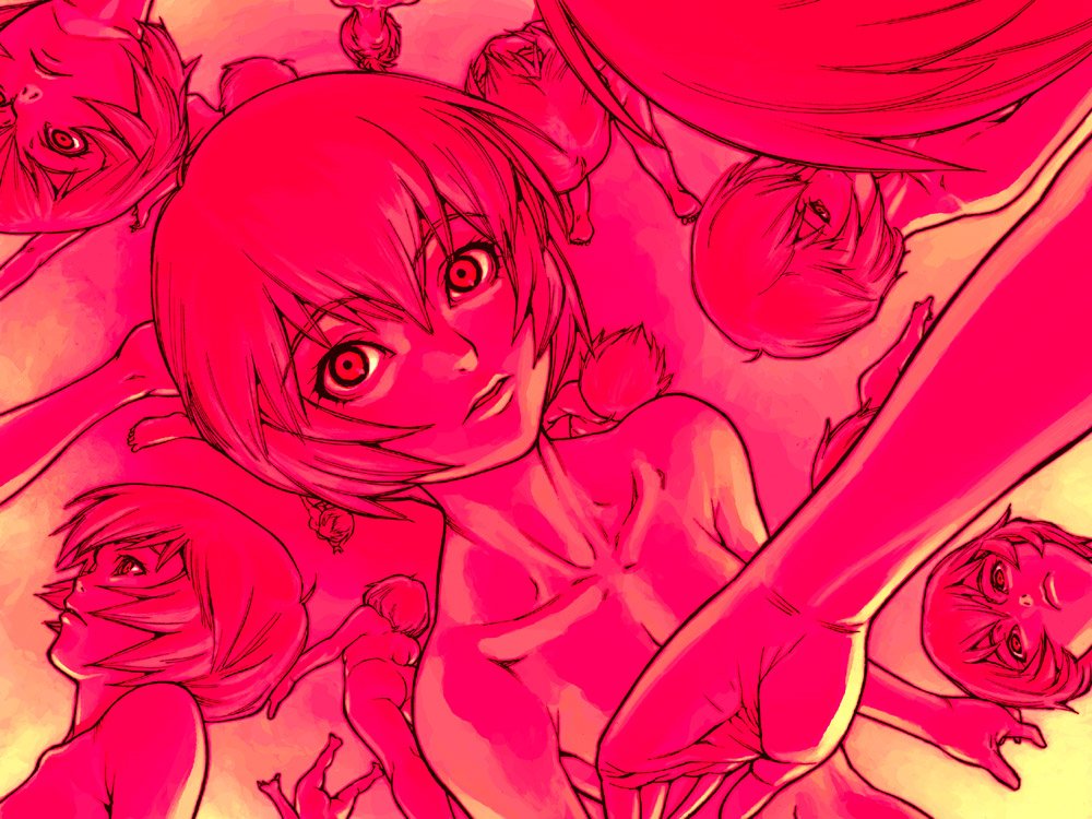 1girl aquarium ayanami_rei censored convenient_censoring creepy hijiri_rei lcl multiple_girls neon_genesis_evangelion parted_lips red_eyes reiquarium solo