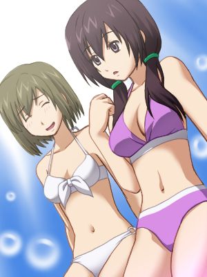 2girls awa bikini keiko keiko_(minami-ke) lowres minami-ke multiple_girls no_glasses riko swimsuit
