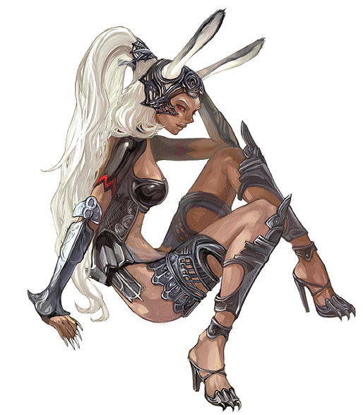 1girl animal_ears dark_skin final_fantasy final_fantasy_xii fran high_heels kima rabbit_ears red_eyes revealing_clothes shoes solo viera white_hair