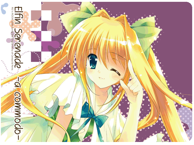 1girl blonde_hair bow hair_bow one_eye_closed rei_(artist) rei_(rei's_room) solo twintails wink