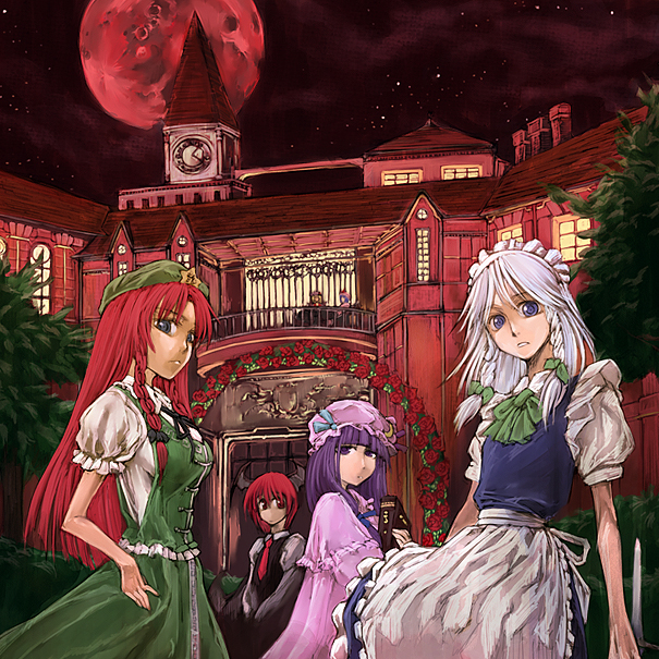 6+girls cervus female flandre_scarlet hong_meiling izayoi_sakuya koakuma moon multiple_girls patchouli_knowledge red_moon remilia_scarlet scarlet_devil_mansion the_embodiment_of_scarlet_devil touhou