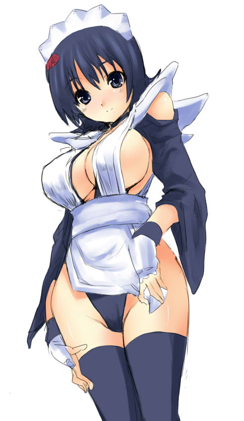 1girl breasts cleavage goban iroha_(samurai_spirits) maid samurai_spirits sideboob solo thigh-highs