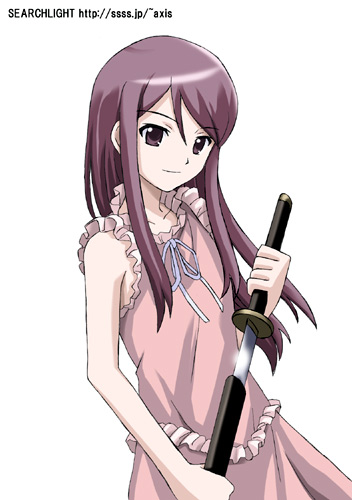 1girl cross_channel dress kirihara_touko long_hair lowres midori_(searchlight) smile solo sword weapon
