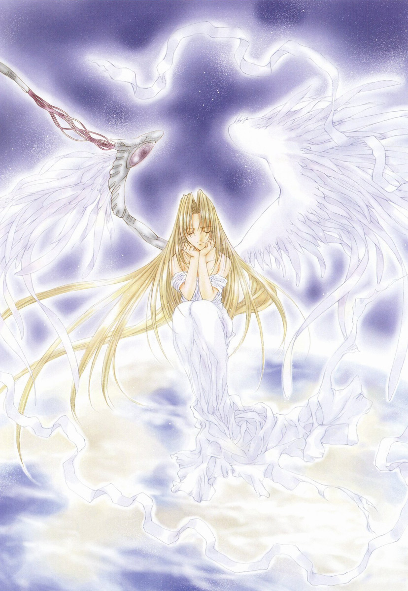 angel/dust angel_dust angel_flavor artbook bare_shoulders blonde_hair highres long_hair multiple_wings nanase_aoi seraph seraph_(angel_dust) wings