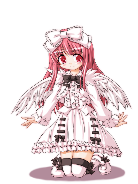 1girl angel_wings cave_(developer) deathsmiles inasaki_shirau solo thigh-highs windia_(deathsmiles) wings