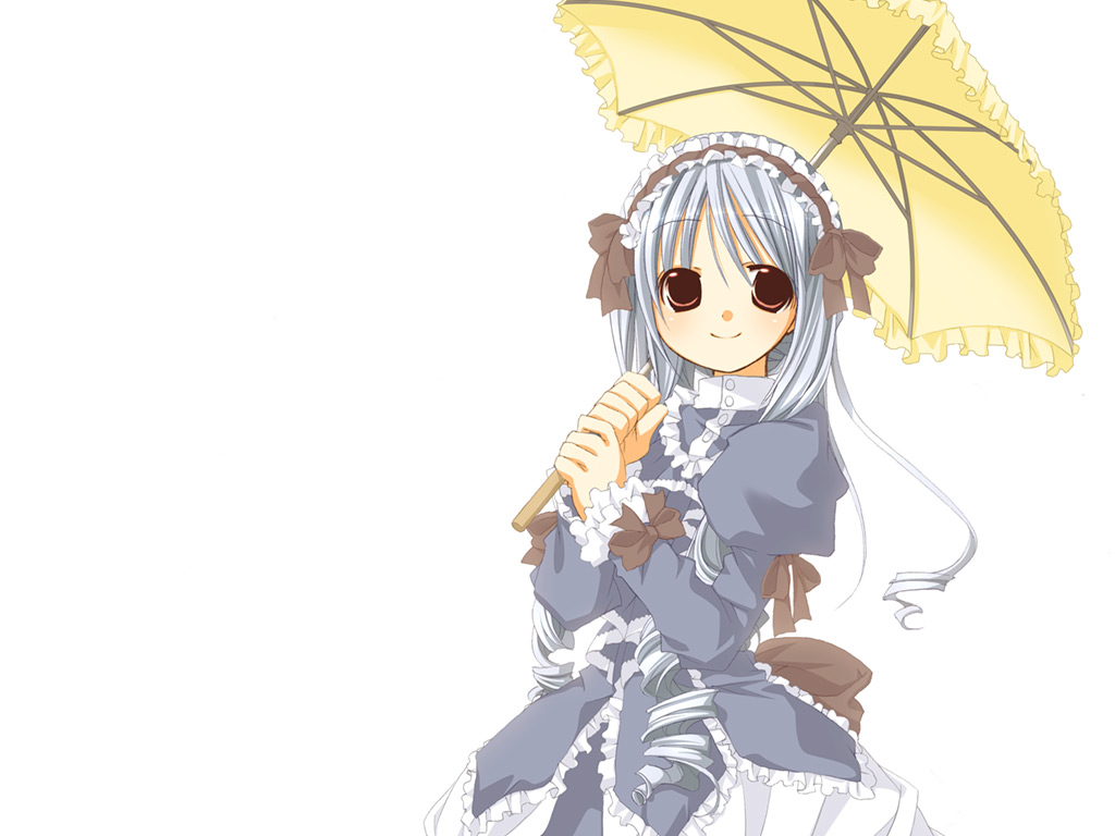 00s aria_(sister_princess) blue_hair frills koshou_shichimi maid parasol sister_princess umbrella