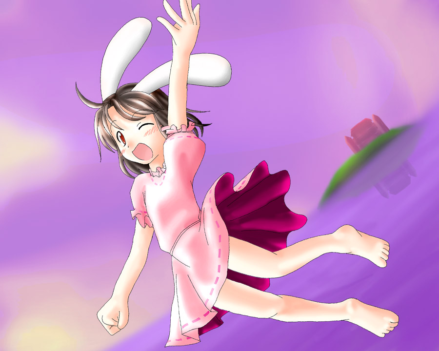 animal_ears barefoot des female inaba_tewi rabbit_ears touhou