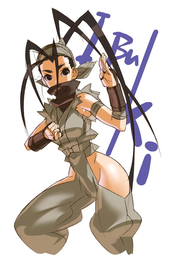 1girl capcom hair_slicked_back half_mask hip_vent ibuki_(street_fighter) long_hair nekonoji ninja solo street_fighter street_fighter_iii tensugi_takashi