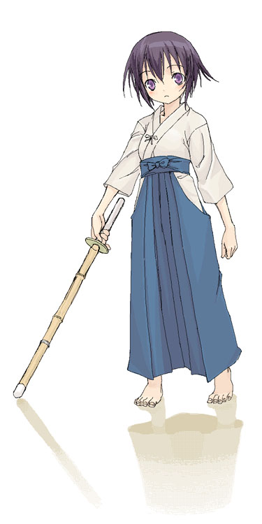 bamboo_blade barefoot kawazoe_tamaki satou_atsuki shinai sword weapon