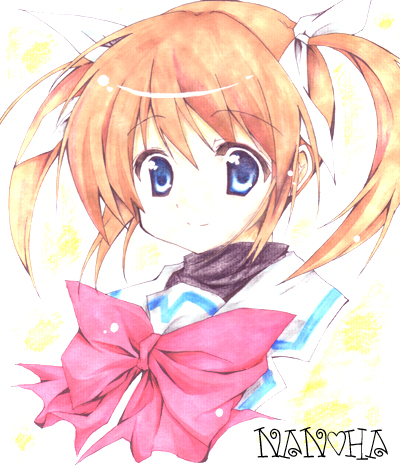 00s bad_id blue_eyes fate_testarossa lowres lyrical_nanoha mahou_shoujo_lyrical_nanoha purinko ribbon takamachi_nanoha twintails