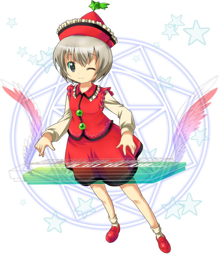 1girl female hat instrument lyrica_prismriver michii_yuuki piano short_hair skirt solo touhou vest