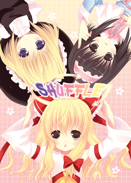 3girls alice_margatroid alice_margatroid_(cosplay) blonde_hair cosplay costume_switch female futaba_miwa hakurei_reimu hakurei_reimu_(cosplay) hat kirisame_marisa kirisame_marisa_(cosplay) multiple_girls touhou witch_hat