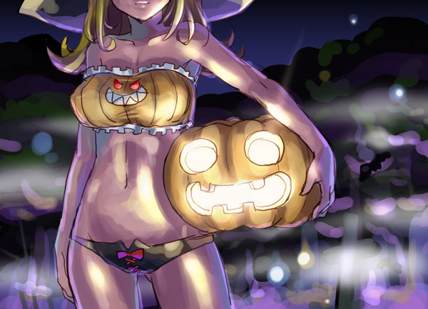 halloween hat jack-o'-lantern katahira_masashi midriff pumpkin