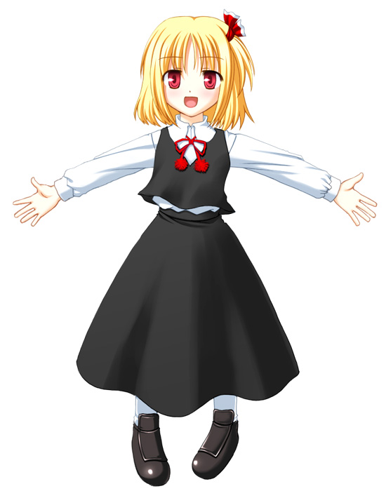 blonde_hair female outstretched_arms red_eyes ribbon rumia short_hair spread_arms the_embodiment_of_scarlet_devil touhou youkai