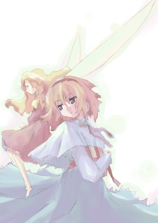 1girl alice_margatroid blonde_hair doll doll_joints fairy_wings female hairband legs solo takanashi_akihito touhou wings