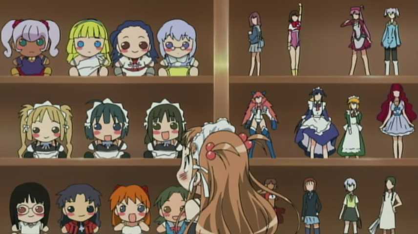 00s 1girl 90s abenobashi_mahou_shoutengai asahina_arumi ayanami_rei character_doll cocoloo company_connection doll elmina female figure flcl fushigi_no_umi_no_nadia gainax glenda indoors kareshi_kanojo_no_jijou katsuragi_misato kore_ga_watashi_no_goshujin-sama long_hair mahoromatic maid neon_genesis_evangelion puchi_puri_yucie samejima_mamimi sawatari_karin screencap solo souryuu_asuka_langley stuffed_animal stuffed_toy top_wo_nerae! top_wo_nerae_2! twin_braids yucie