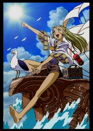 1girl 90s bird bromide game_arts jessica_de_alkirk lowres lunar lunar:_the_silver_star lunar_2:_eternal_blue official_art outdoors seagull sky solo