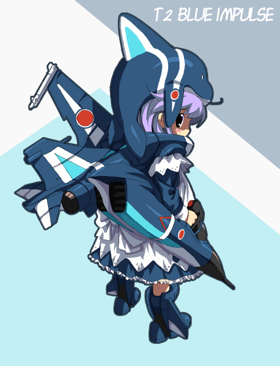 1girl airplane blue_impulse_(team) dress frills jet mecha_musume original solo t-2 t2 t_hostler