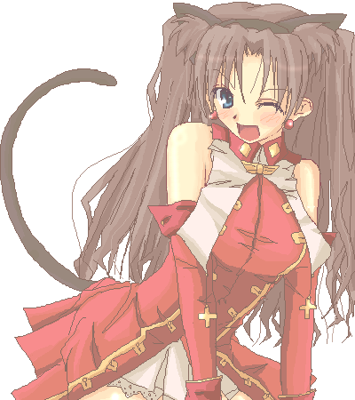 1girl animal_ears cat_ears cat_tail fate/stay_night fate_(series) kaleido_ruby lowres solo tail tohsaka_rin two_side_up