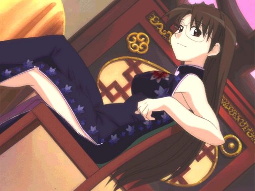 azumanga_daioh brown_hair china_dress chinese_clothes dress glasses mizuhara_koyomi