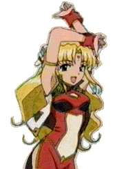 00s 1girl animated animated_gif ass_shake bangs blonde_hair broccoli_(company) dancing dress forehead_mark galaxy_angel gloves hairclip long_hair looking_at_viewer lowres open_mouth ranpha_franboise side_slit simple_background smile solo transparent_background very_long_hair