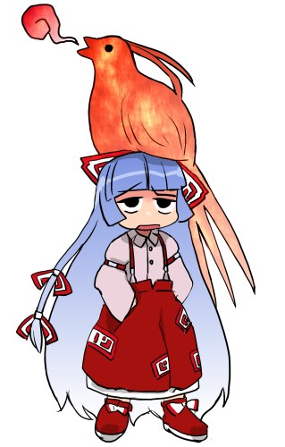 1girl bird female fujiwara_no_mokou lowres phoenix solo touhou