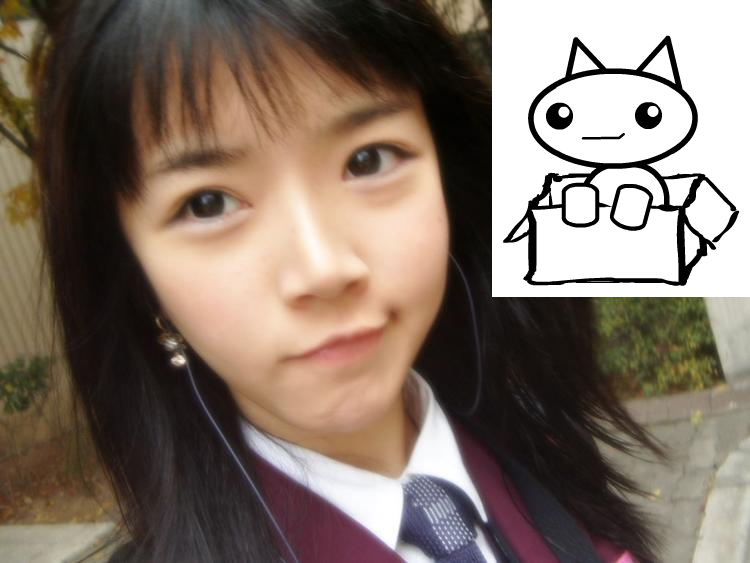 1girl :3 asian box cardboard_box cat comparison photo shii
