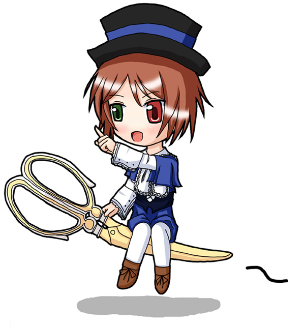 00s boku brown_hair hat heterochromia rozen_maiden scissors shears short_hair souseiseki