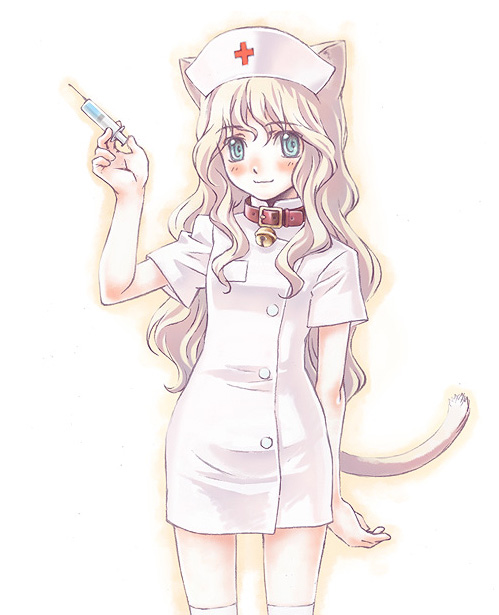 animal_ears cat_ears nurse nyaou syringe