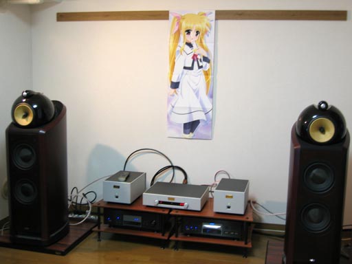 1girl fate_testarossa lyrical_nanoha mahou_shoujo_lyrical_nanoha mahou_shoujo_lyrical_nanoha_a's otaku_room pantyhose photo rich_otaku school_uniform solo speaker stereo