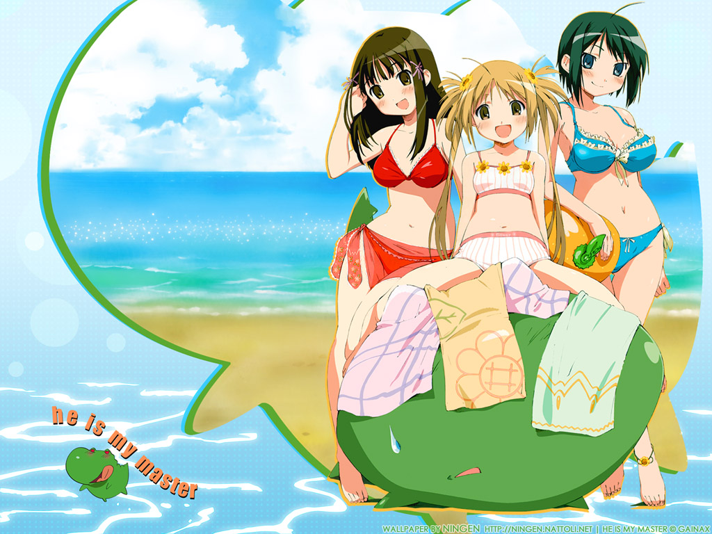 3girls :d adjusting_hair ahoge anklet ball bangs barefoot beach beach_towel beachball bikini black_hair blonde_hair blue_bikini blue_eyes bow bow_bikini breasts brown_eyes brown_hair chibi clothes_writing clouds copyright_name covered_eyes crocodilian day dual_persona english feet floral_print flower frilled_bikini frills front-tie_top hair_flower hair_ornament hairclip halftone halftone_background head_tilt heart heart_eyes hips holding jewelry kore_ga_watashi_no_goshujin-sama kurauchi_anna large_breasts light_particles light_smile long_hair looking_at_viewer multiple_girls navel ocean official_art open_mouth outdoors parted_bangs pinstripe_pattern plaid pochi pochi_(kore_ga_watashi_no_goshujin-sama) quad_tails reclining red_bikini sarong sawatari_izumi sawatari_mitsuki see-through short_hair siblings side-tie_bikini sisters sitting sitting_on_head sitting_on_person sky small_breasts smile sports_bikini spread_legs standing straddling striped striped_bikini striped_swimsuit sunflower sweatdrop swimsuit tankini thigh_gap tiptoes tongue tongue_out towel twintails very_long_hair wallpaper water watermark web_address white_bikini white_swimsuit wide_hips